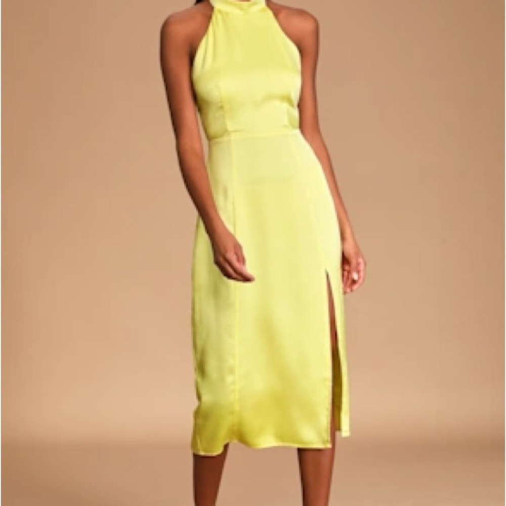 LULUS Yellow Halter Midi Dress